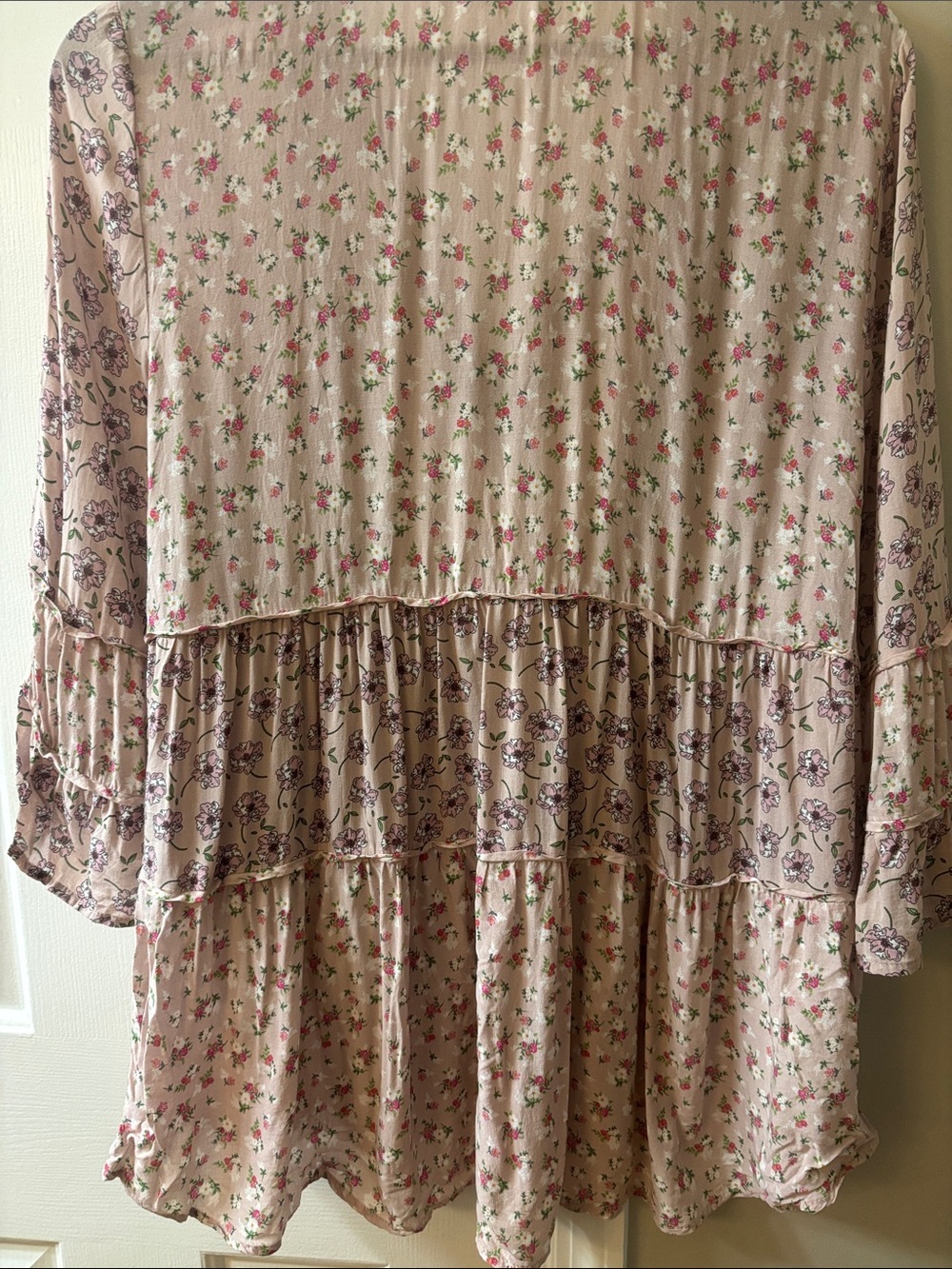 DR2 Lavender Floral Tiered Peasant Tunic - Picture 3 of 3